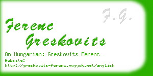 ferenc greskovits business card